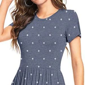 YUNDAI Women Short Sleeve Polka Dot Casual Midi Dress